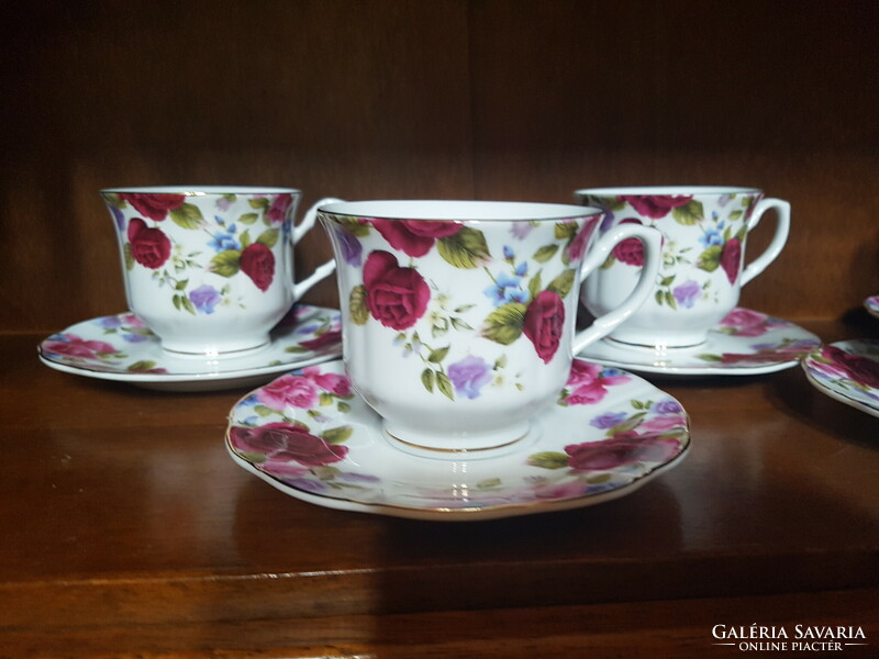 Beautiful Victorian style vintage tea set 6 pcs + small plates