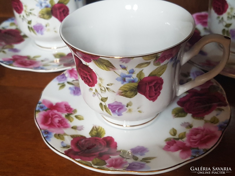 Gyönyörű Victorian Style vintage teás készlet 6db+ kistányér
