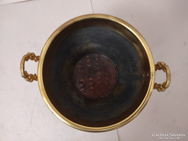 Antik elegáns kaspó sárgaréz és vörösréz háromlábú tál edény 762 6500