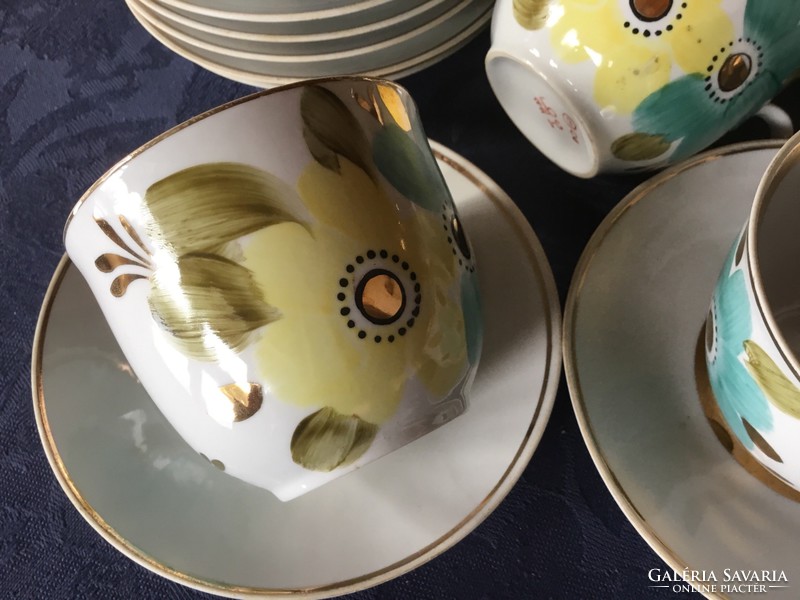Richly gilded, antique, Baranovka porcelain, tea set, 8 persons