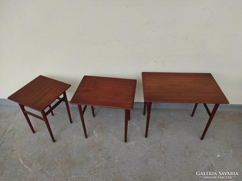 Antik bútor 3 darab keményfa asztalsor összetolható kis asztal 623 6571