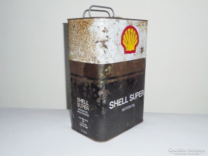 Retro shell super oil can - car car engine oil oil gasoline gas station advertising - 1970s