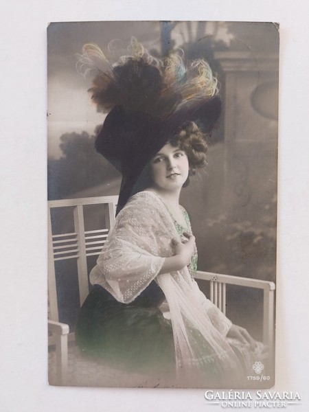 Régi képeslap 1912 fotó levelezőlap hölgy