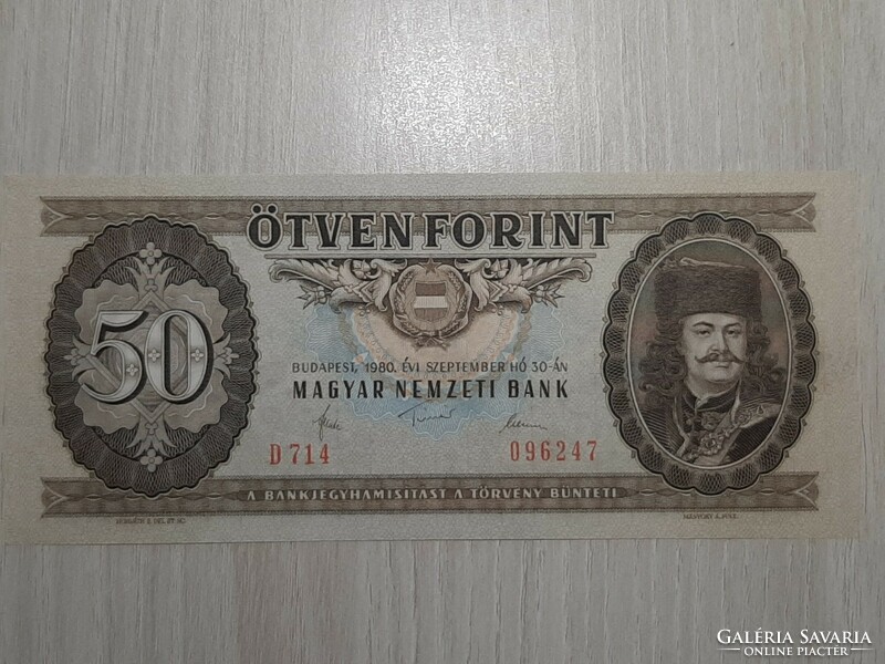 50 forint 1980  ropogós bankjegy UNC   D sorozat