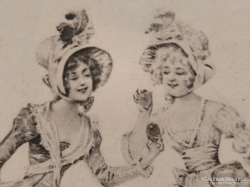 Régi húsvéti képeslap 1904 levelezőlap hölgyek nyuszi