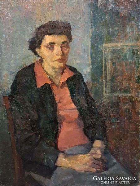 Balogh András: Női portré (olajfestmény 80x60 cm) szignózott
