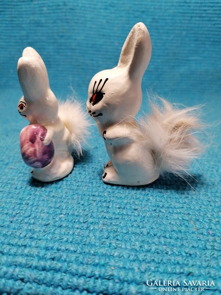 Ceramic rabbits, bunnies with fur tails (36)