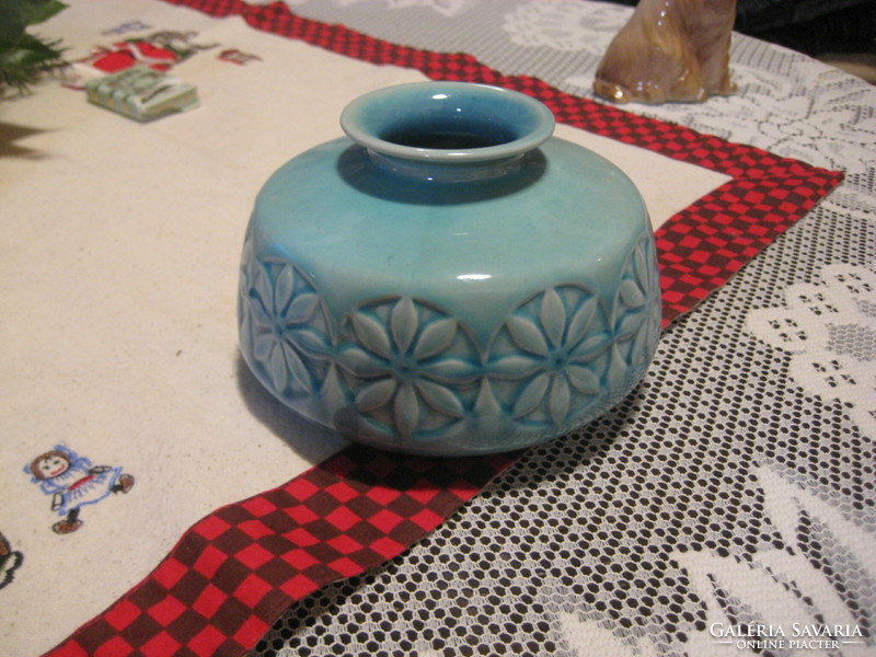 Zsolnay blue, small vase, with a few small burning spots, 12 cm