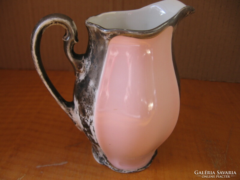 Rózsaszín-ezüst Gloria porcelán kancsó