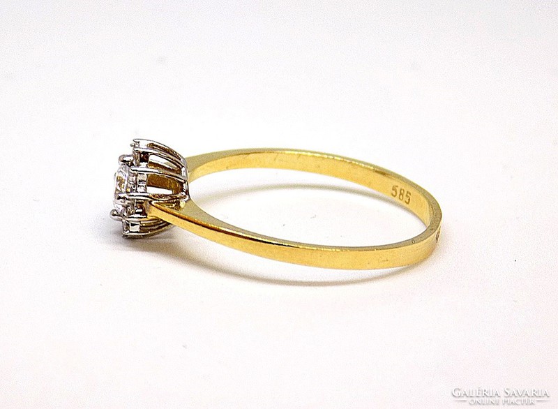 Köves virágos arany gyűrű (ZAL-Au62678)