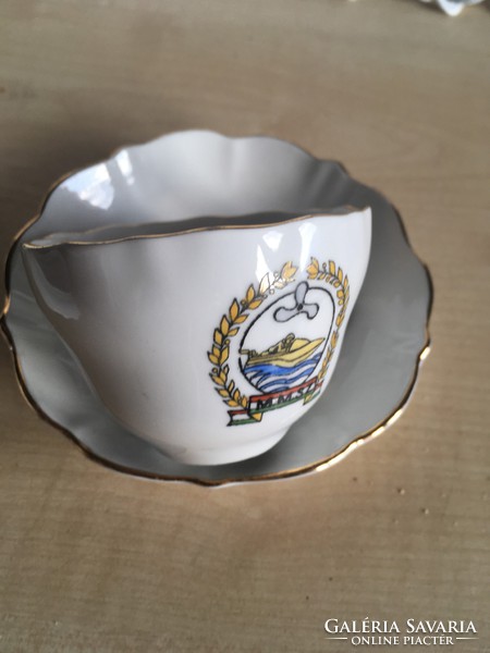 AQINCUM-két db kávéscsésze-MMSZ-repi ajándéknak készülhetett-1960-as évek hajós dekorral