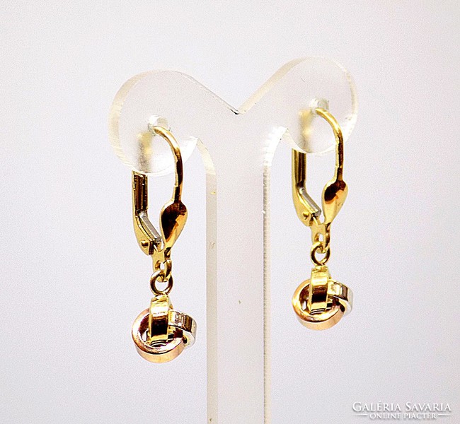 Tricolor gold dangling earrings (zal-au104874)