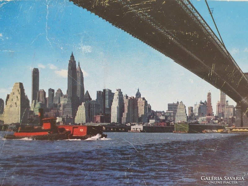 Old postcard 1959 Brooklyn Bridge bridge photo postcard