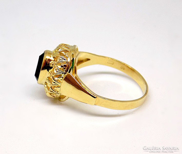 Zöld köves kosaras arany gyűrű (ZAL-Au105809)