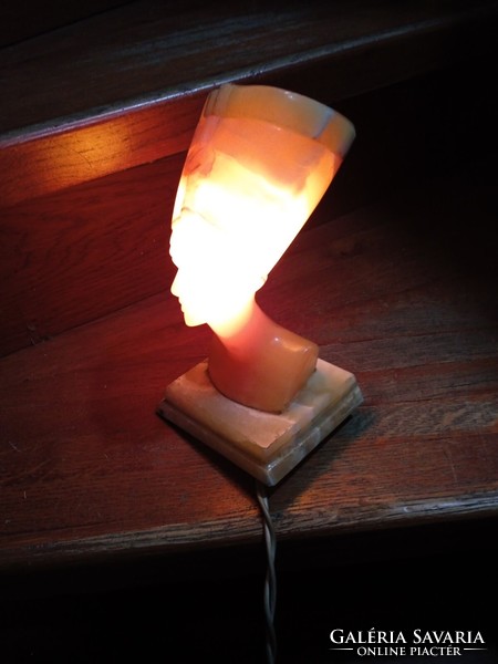 Art deco onix asztali lámpa, 18 cm-es magasságú, működő alkotás