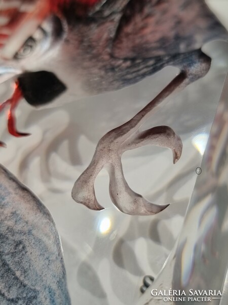 Mats Jonasson (Maleras) svéd designer egyedi kristályszobra-ritka,gyűjtői üvegmunka(15 cm)
