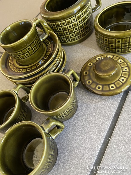 Beautiful mocha set: pourer, container, cups + saucers zahajszky