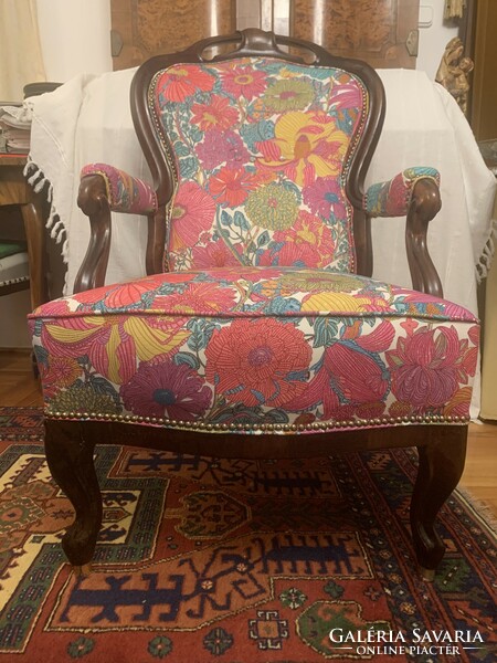Original newly restored neo-baroque armchair