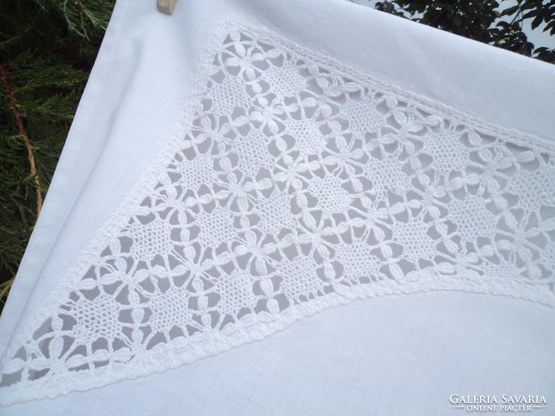 Antique crocheted cushion cover with lace insert