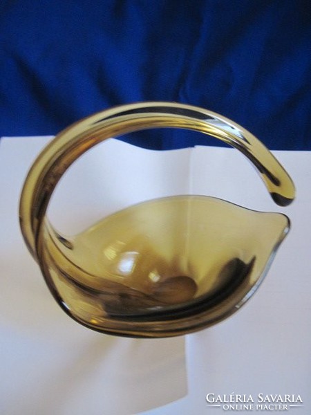 Retro amber glass basket serving centerpiece