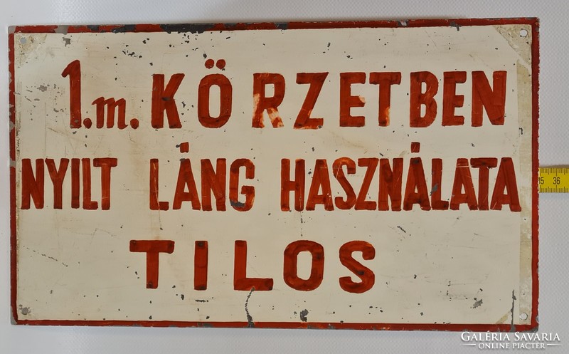 Painted metal warning sign 