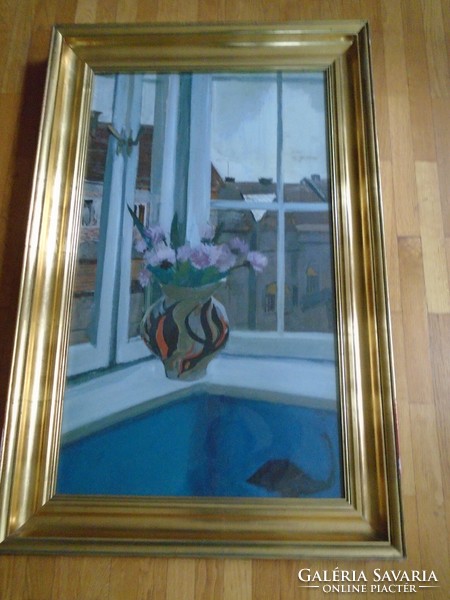 János Oroz: flower in the window 1962