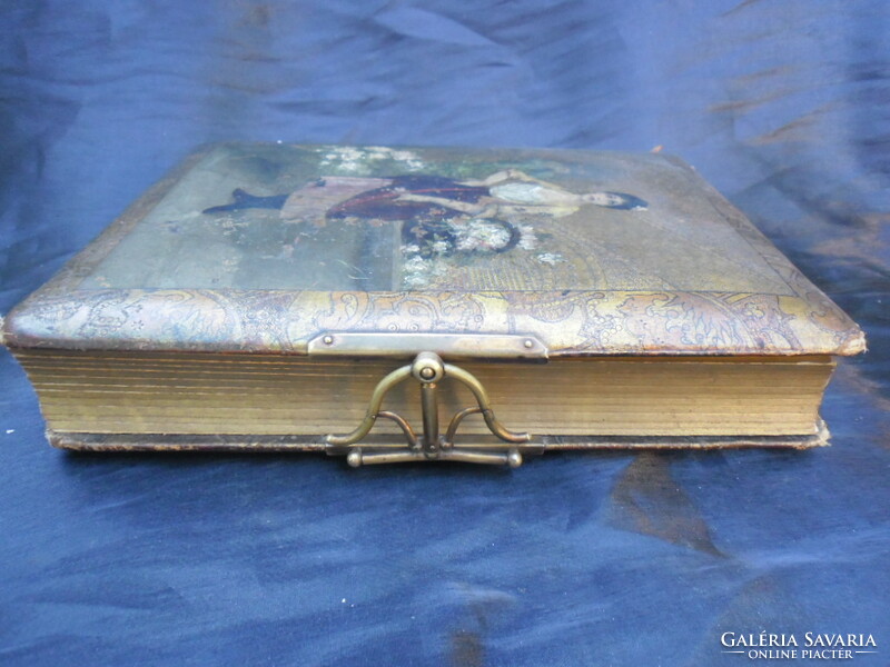Antique, leather-bound, gilt-edged photo album, with photos of Ede Ellinger (1846-1918), collector's item