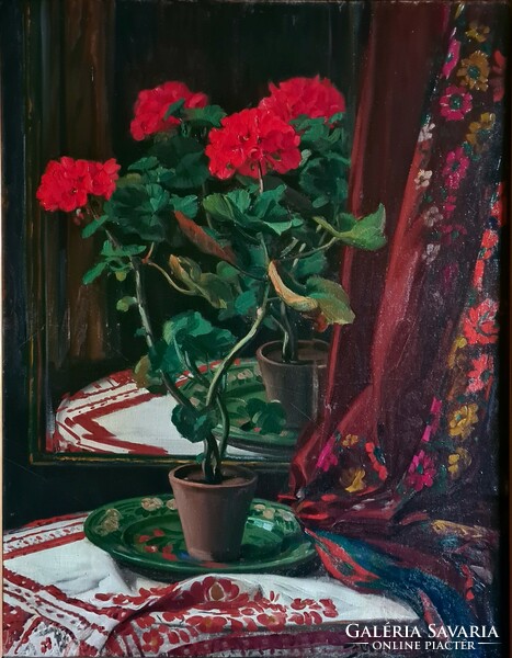 József Ferenczy (1866 - 1925): still life with geraniums