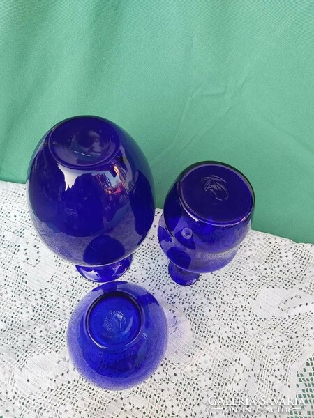 Beautiful Karcagi berekfürdő glass blue vase collector's mid-century modern home decoration heirloom
