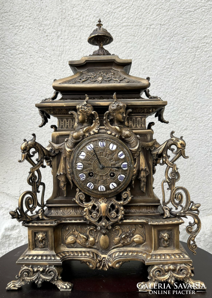 55 cm tall antique French sculptural salon clock