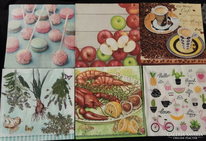 6 gastro napkins in one collection or for decoupage technique