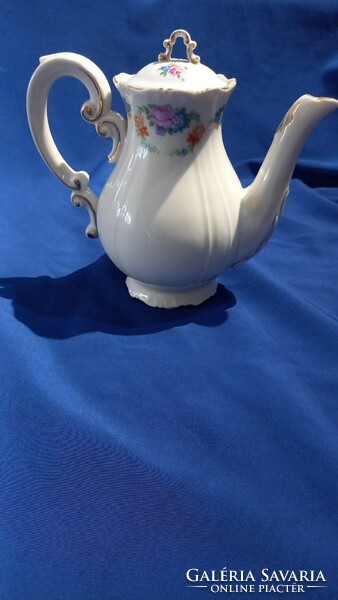 The top of the Zsolnay coffee pouring pot with floral pattern is damaged