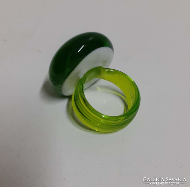 Murano glass ring in preserved green color