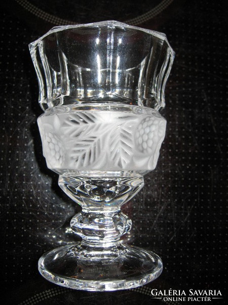 Art deco kristály szedres, málnás Moser talpas pohár.