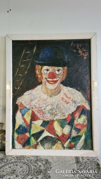 Clown oil painting, István Mogyóró