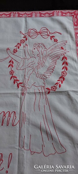 Old embroidered wall blessing woven tablecloth