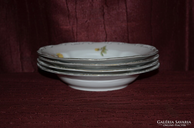 3 Zsolnay deep plates with yellow roses ( dbz 0023 )
