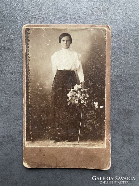 Old photo, photo, business card, hard back, young girl