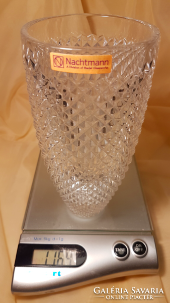 Régi kristály váza, Nachtmann, gyönyörűen metszett jelzett, nehéz több mint 1 kg, 20 cm magas