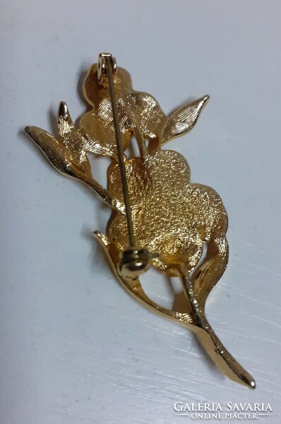 Retro handmade fire enamel flower brooch pin with secure switch
