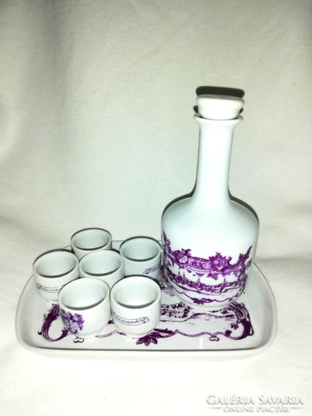 Alföld brandy set on a porcelain tray