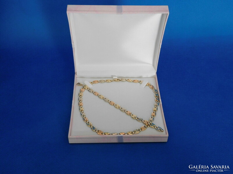 Multicolored gold 14k women's necklace + bracelet 18.5 Gr
