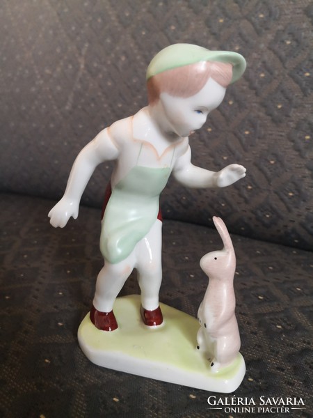 Chef boy and the rabbit (bunny) - aquincum porcelain