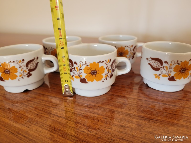 Retro Alföldi porcelán kávés csésze régi virágos mokkás bögre 5 db