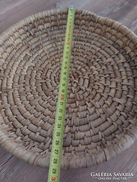 Natúr, gyékény, raffia  fonott kínáló tálca, 28 cm