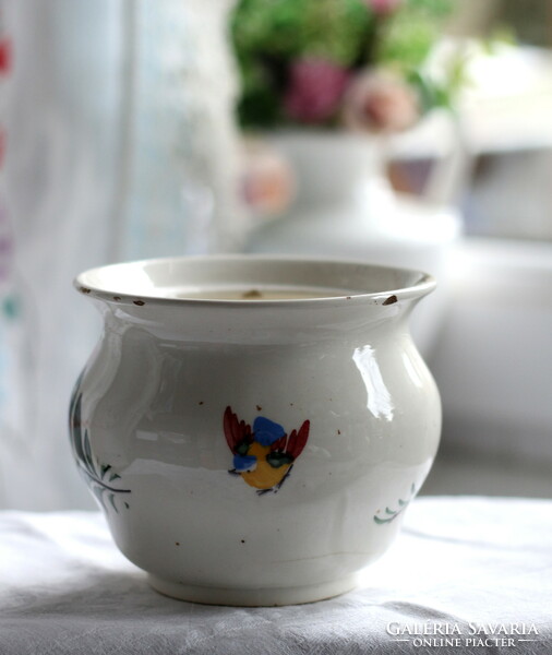 RITKASÁG! Körmöcbányai, madaras, kézzel festett millenniumi teás készlet darabjai egyben