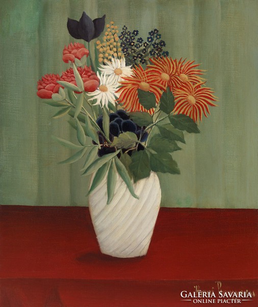 Henri rousseau - bouquet of flowers with Chinese asters - reprint