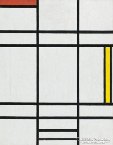Mondrian - Kompozíció sárgával, pirossal - vakrámás vászon reprint