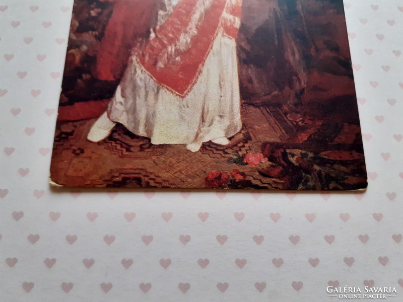 Old postcard salon de paris red scarf art art deco postcard