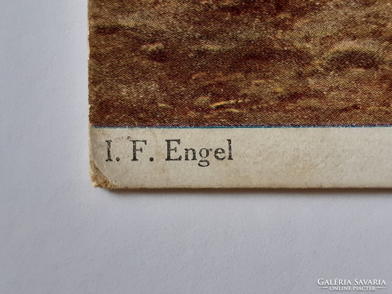 Régi képeslap 1929 népi életkép I.F. Engel művészeti levelezőlap